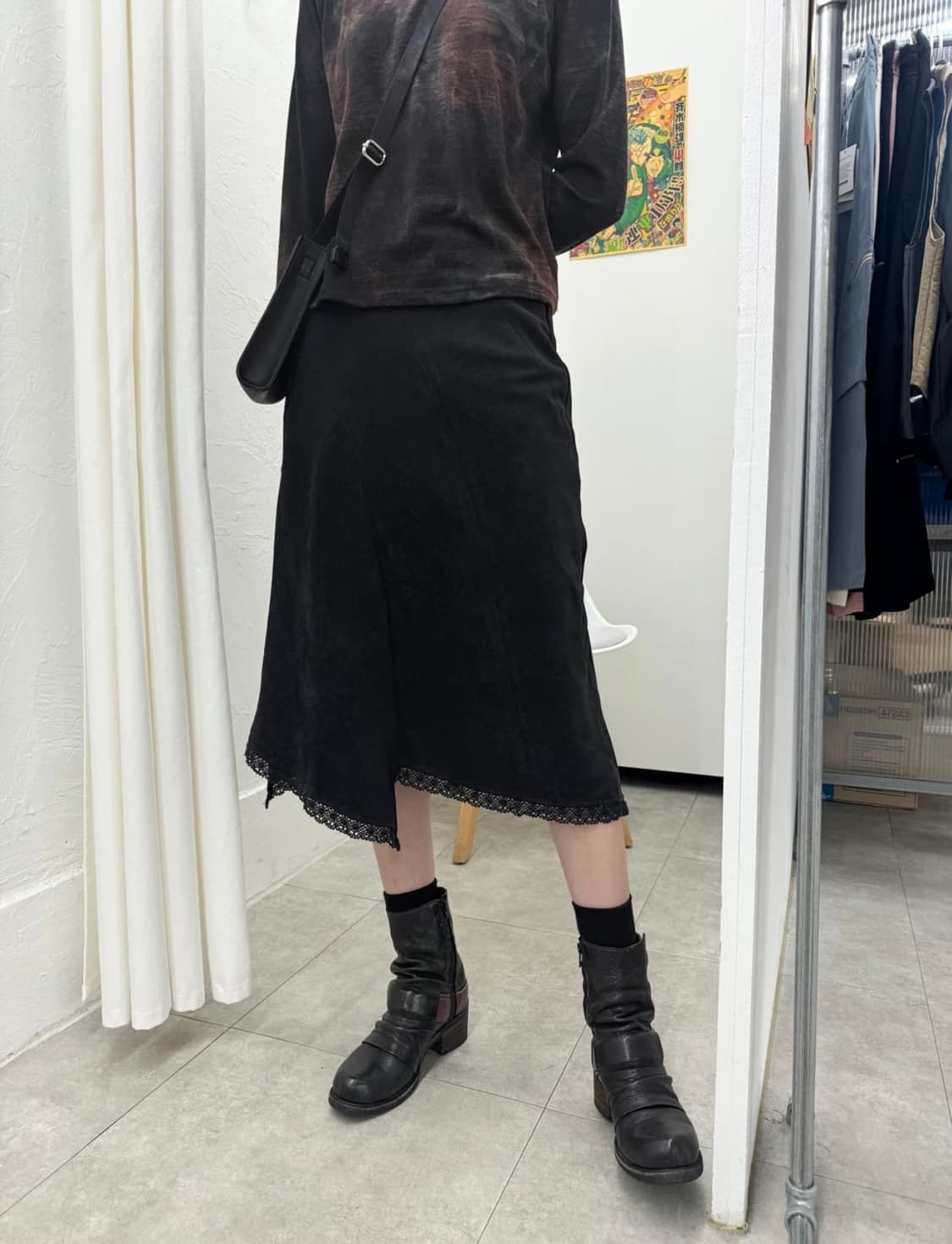 JPN 빈티지 웨이브 슬릿 스커트 상품이미지2