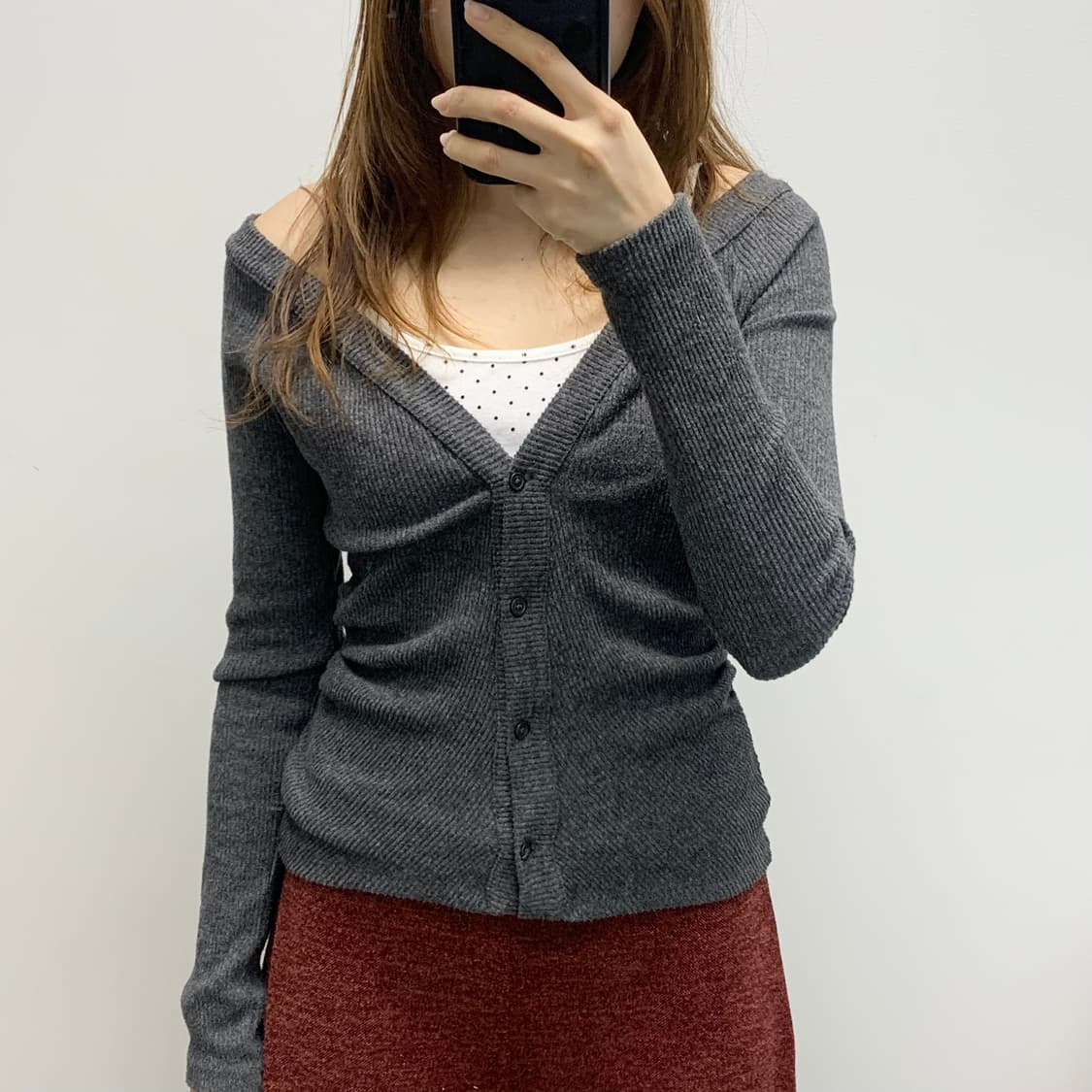 브이넥 셔링 가디건 상품이미지3