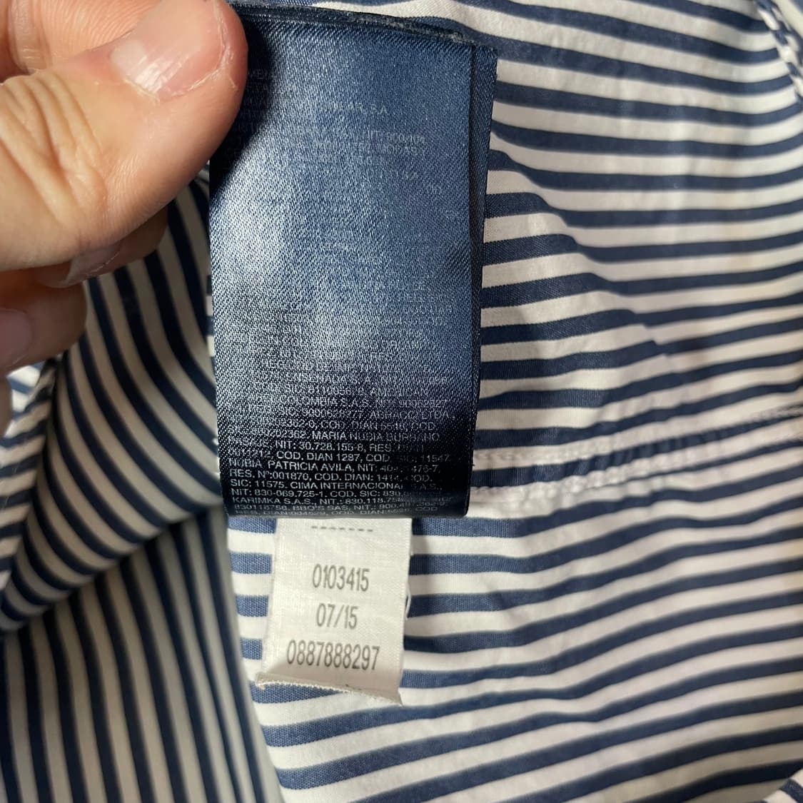 타미힐피거 미니로고 네이비 화이트 스트라이프 셔츠 M 상품이미지8