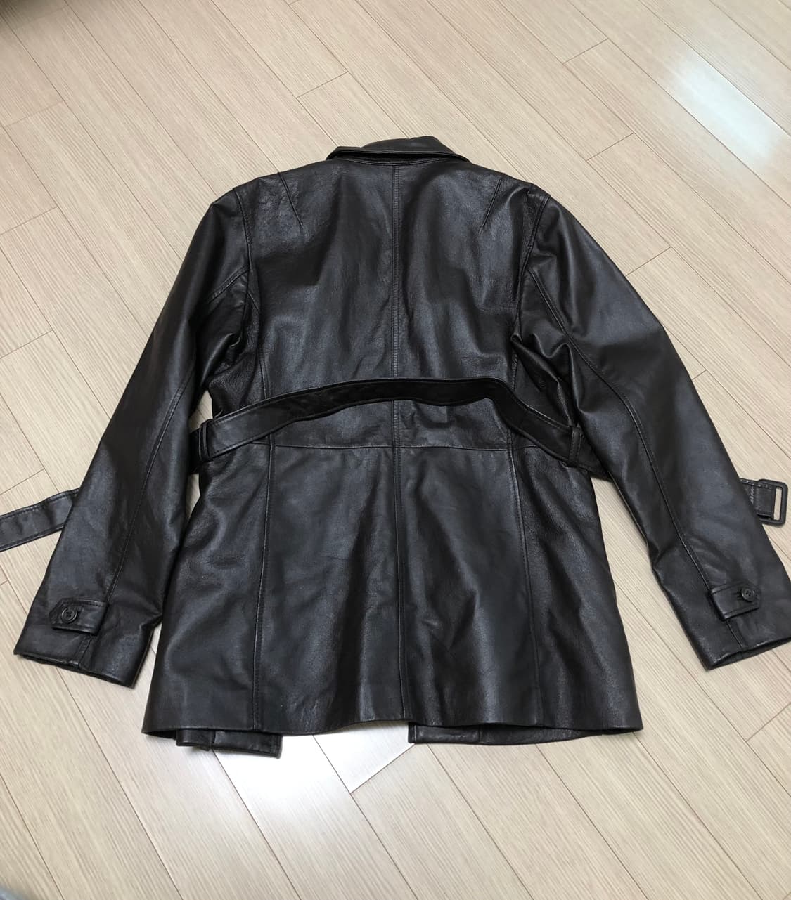 L 히든버튼 돼지가죽 자켓 벨트포함 상품이미지2