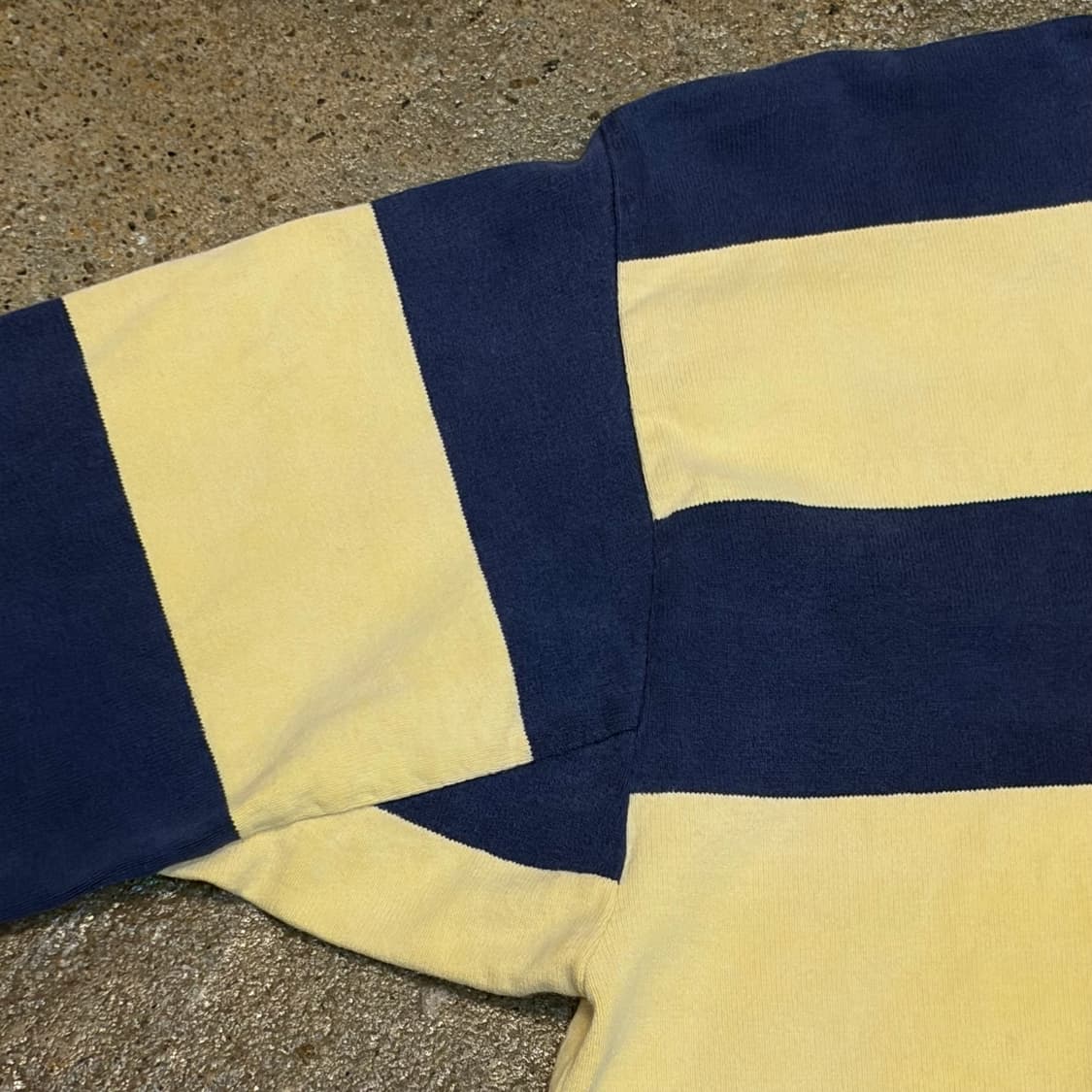 90s Made in USA 빈티지 랜드스앤드 헤비코튼 스트라이프 럭비티 상품이미지5