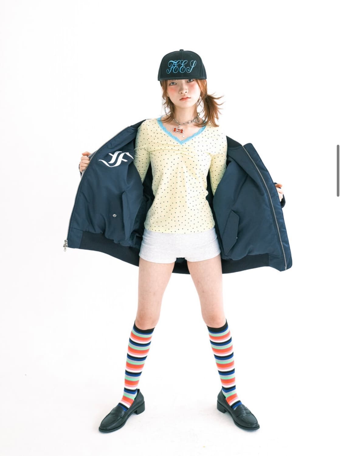 샵페어리 patch bomber padded jacket navy 상품이미지9