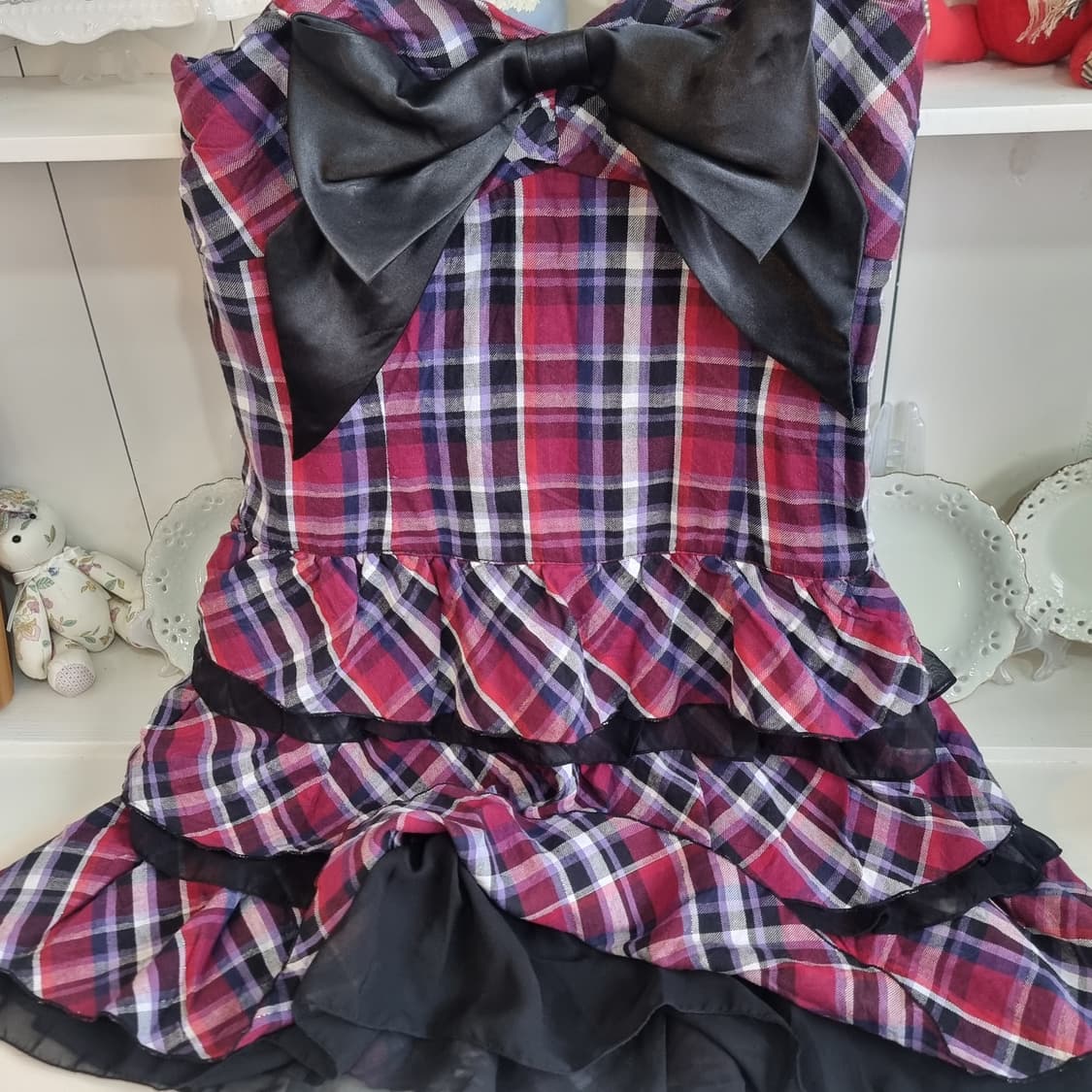 체크 리본 프릴 원피스 상품이미지3