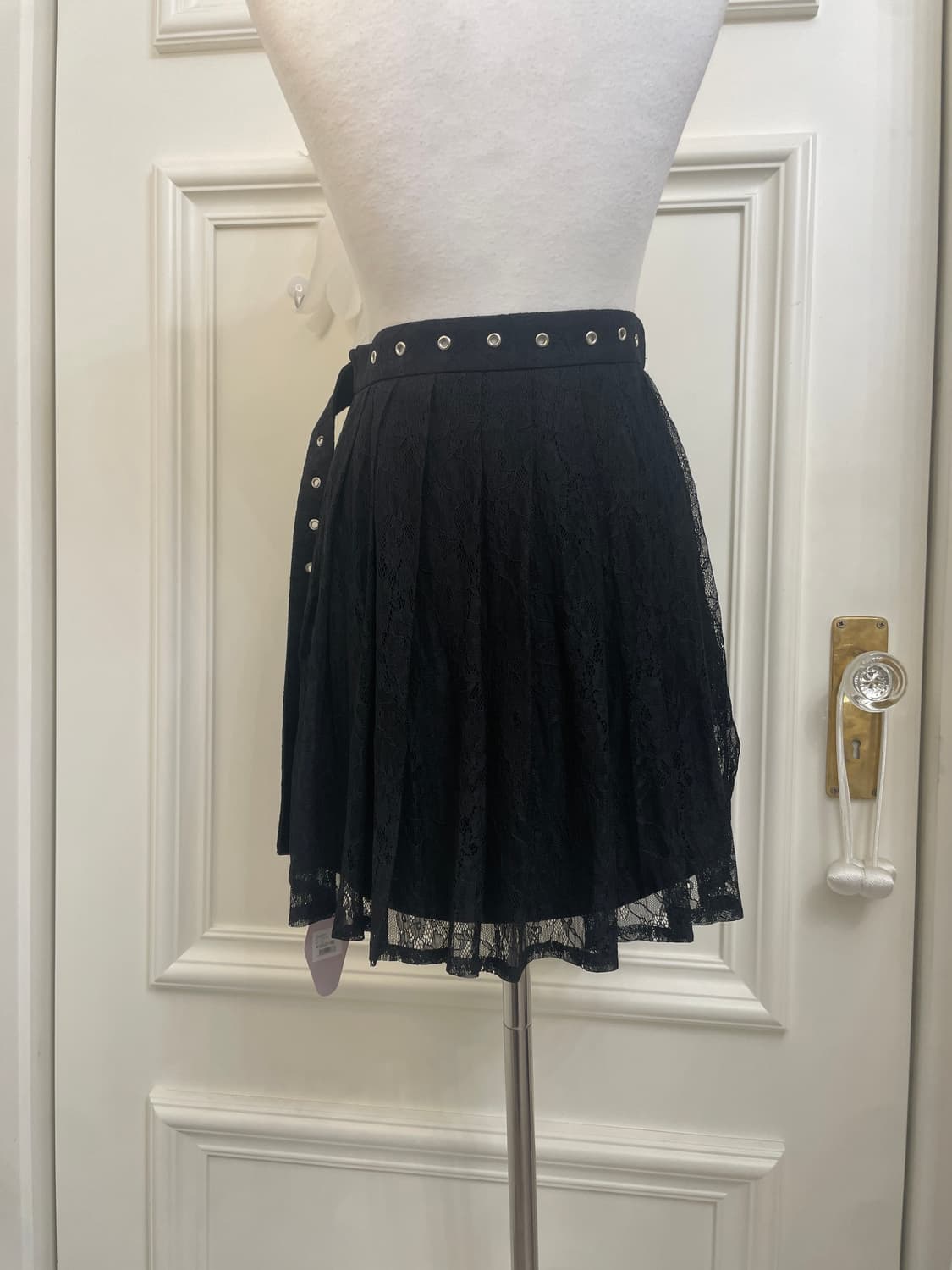 black lace pleats belt point skirt 상품이미지4