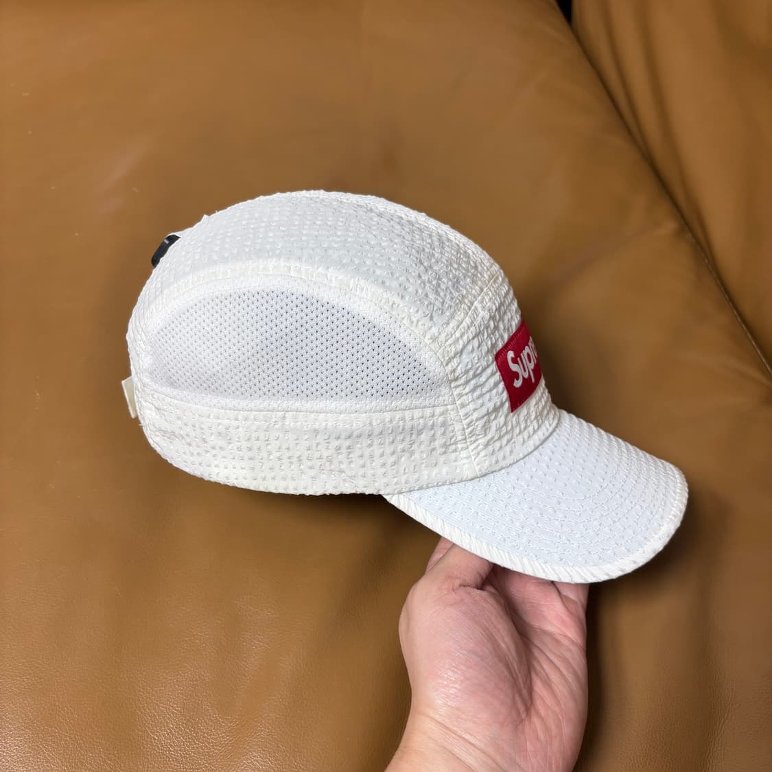 슈프림 캠프캡 모자 박스로고 시어서커 메쉬 화이트 상품이미지3