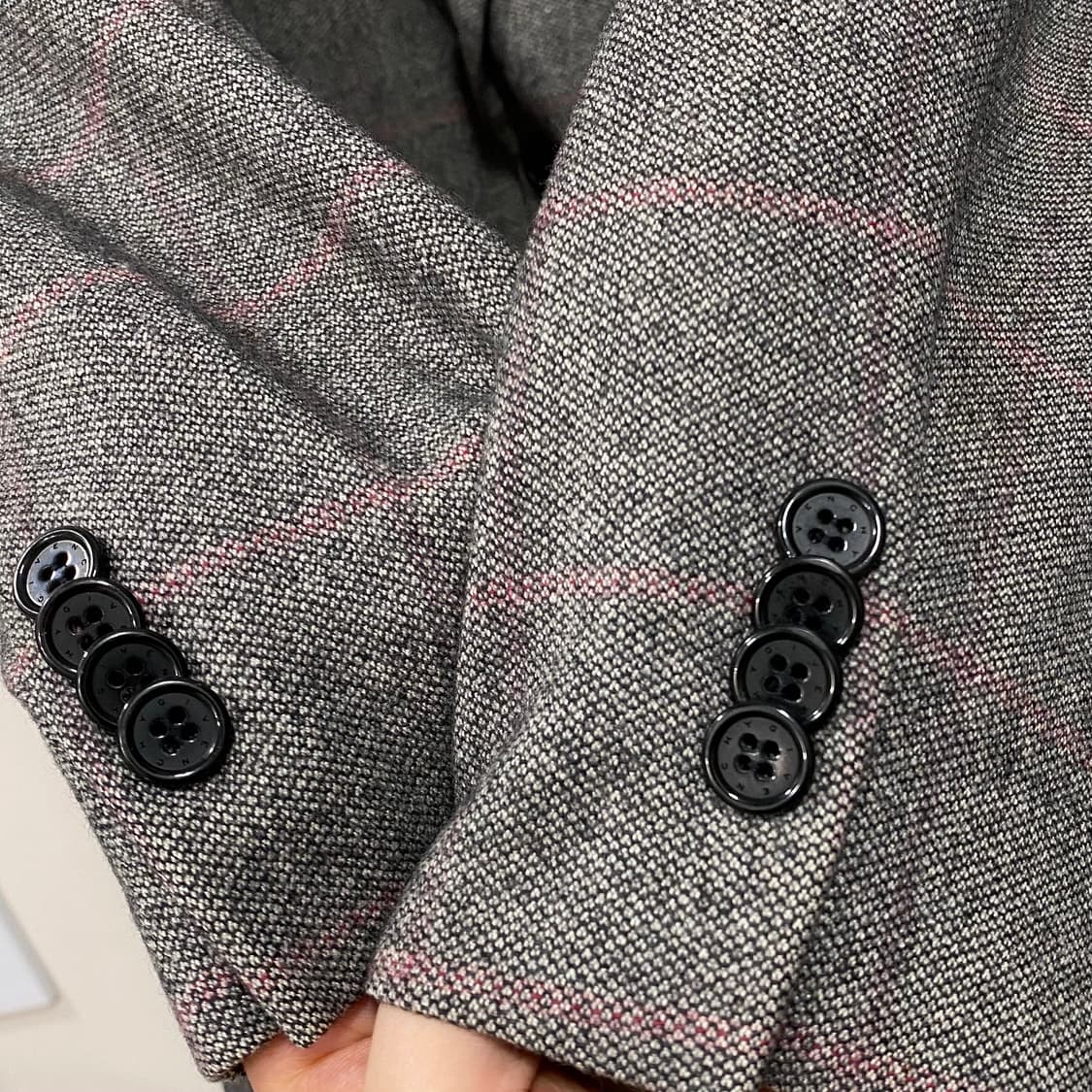 지방시 울 캐시미어 실크 체크 싱글 블레이저 상품이미지6