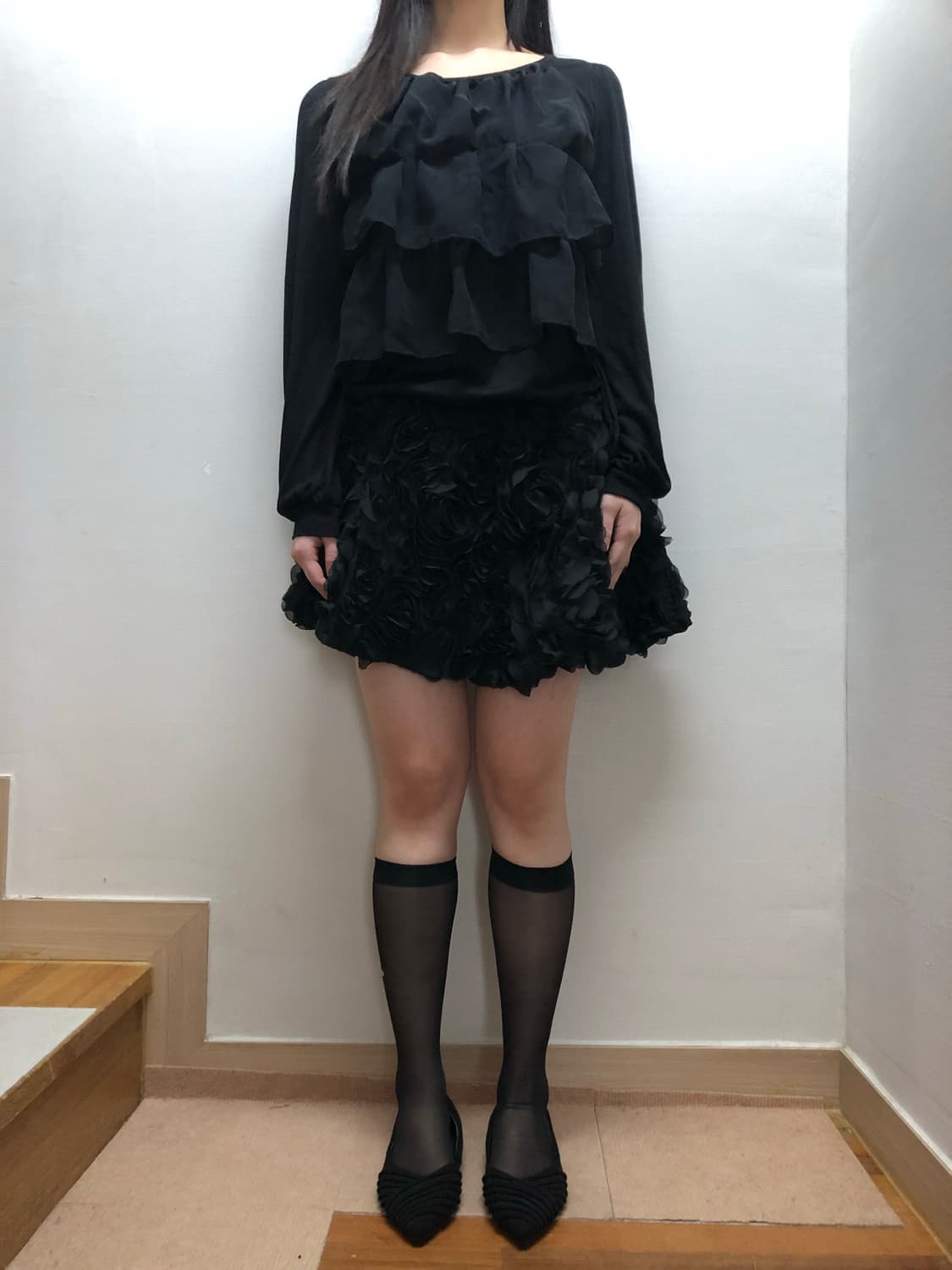 빈티지 블랙 프릴 탑 상품이미지4