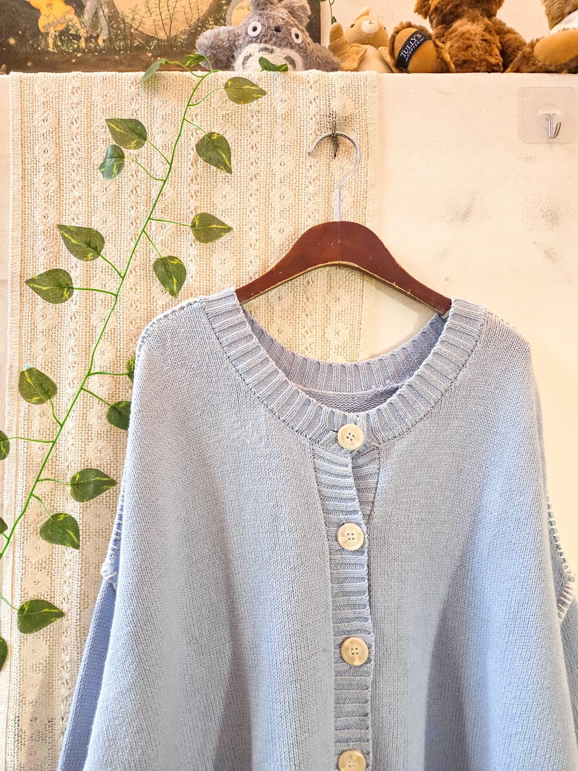 earth music 하늘빛 스티치 가디건 상품이미지2