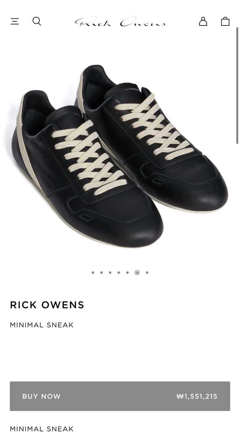 [36,37.5,38.5]릭오웬스 MINIMAL 스니커즈/블랙 상품이미지7