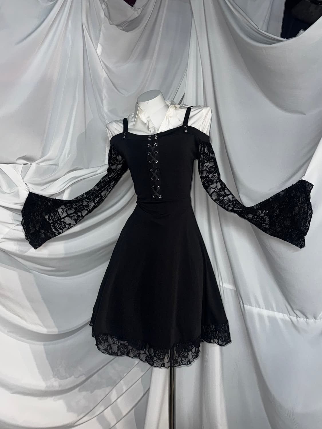 오사라기깔 레이스 고스고딕 원피스 코디세트  상품이미지3