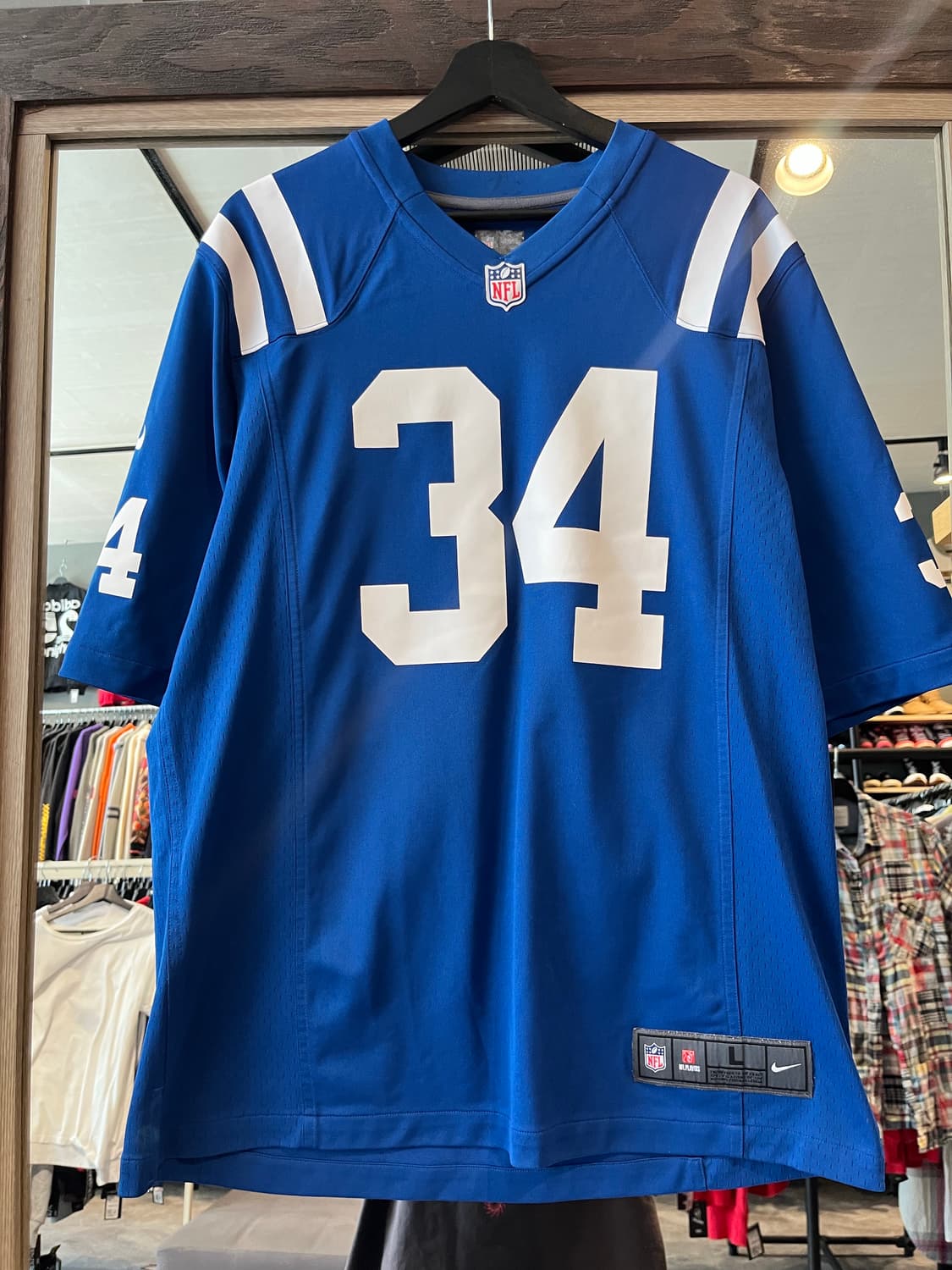 NFL 엔에프엘 블루 화이트 트렌트 리처드슨 넘버 34 삼선 사이드메쉬  상품이미지1