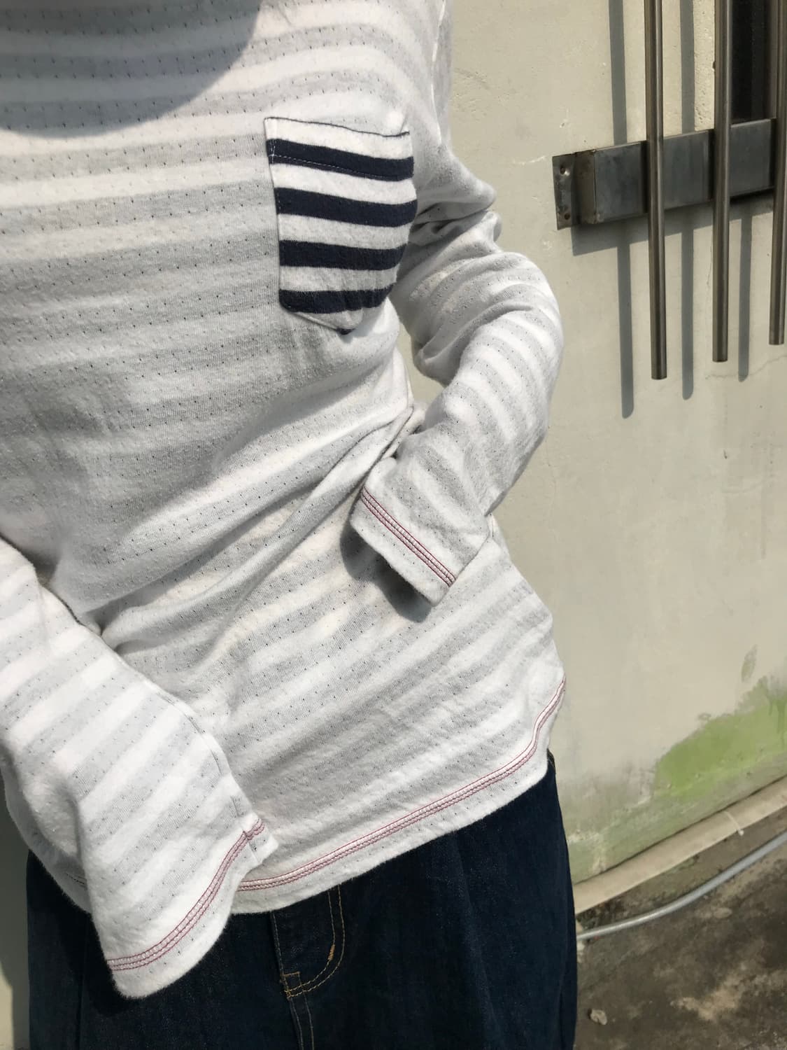 BEAMS HEART 스트라이프 포켓 롱슬리브 티 상품이미지6