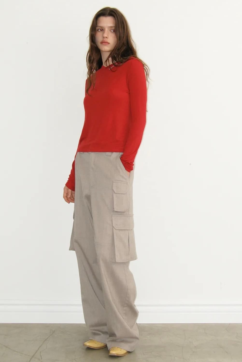 폴리수엠 헤링본 카고 팬츠 베이지 1사이즈 상품이미지6