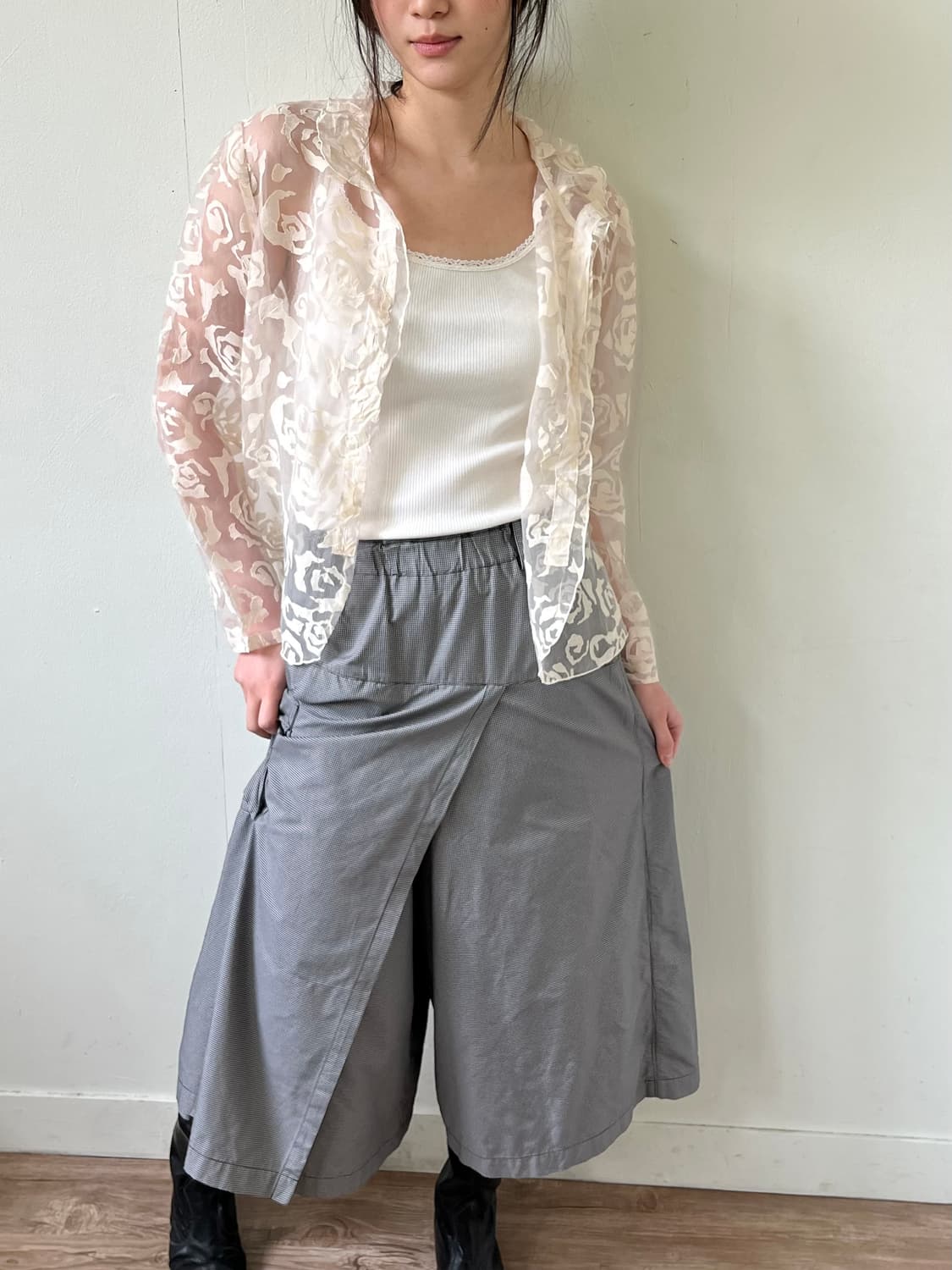 EARTHY MODE 시스루 셔츠 상품이미지4