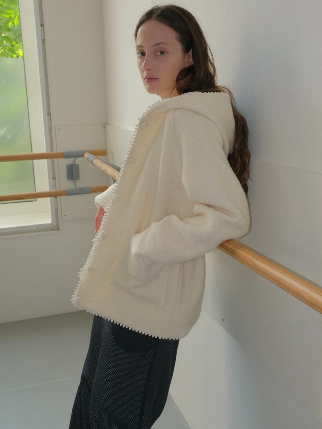 HOODED BOUCLE CARDIGAN DOVE 상품이미지2