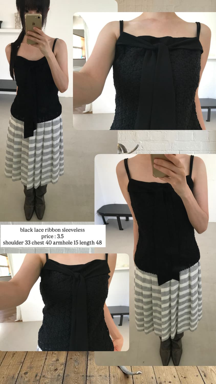 vintage black lace ribbon sleevless 상품이미지6