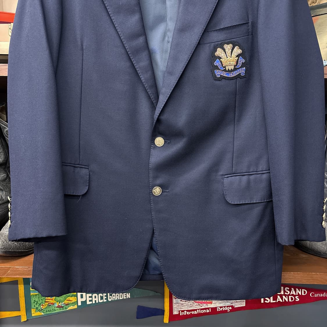 80~90s 올드 버버리 로얄허사즈 골드버튼 블레이저 자켓 N1174 상품이미지4