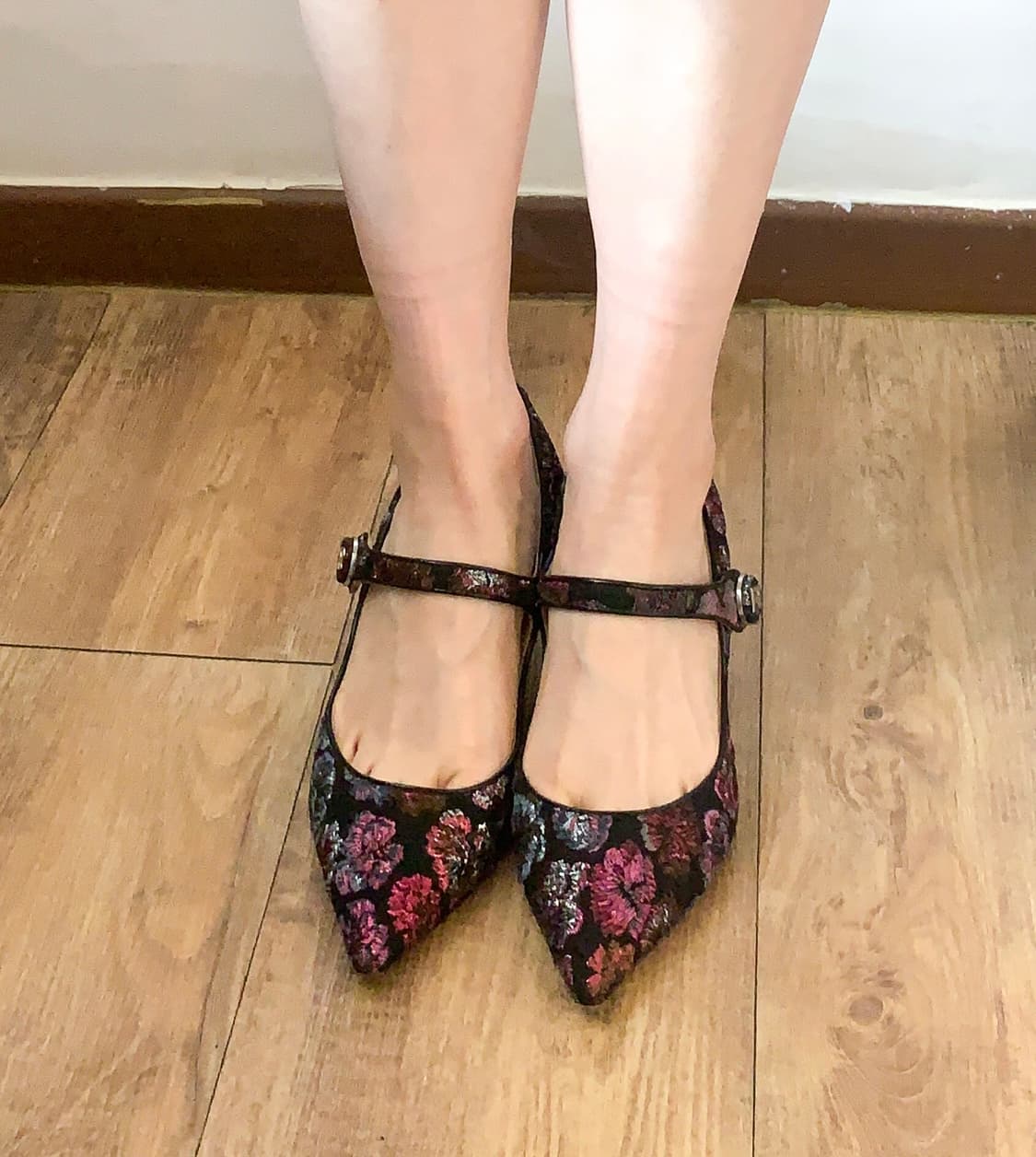 [EU37] 로샤스 메탈릭 플로럴 브로케이드 메리제인 상품이미지1