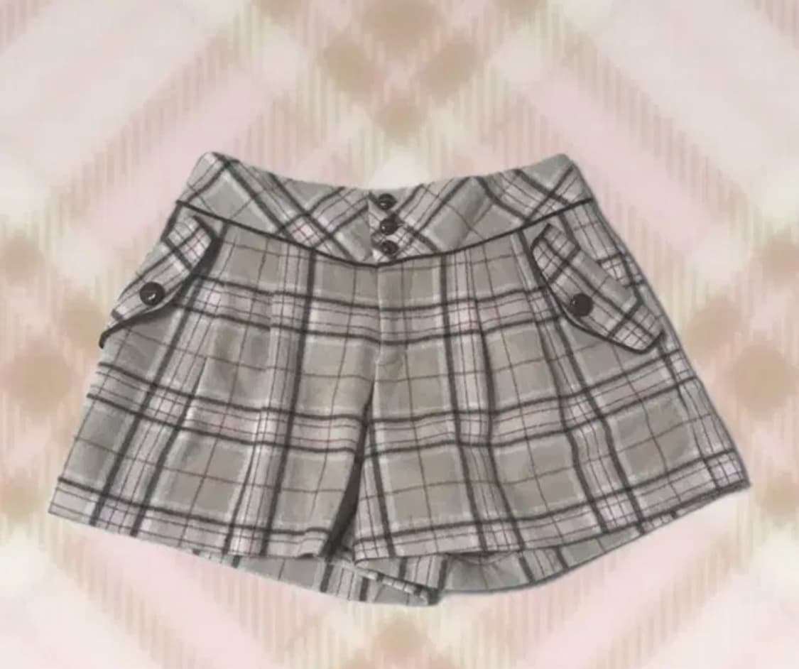 딸기초코 브라운 체크 반바지 숏팬츠 히메 갸루 러블리 빈티지 리즈리사 상품이미지1