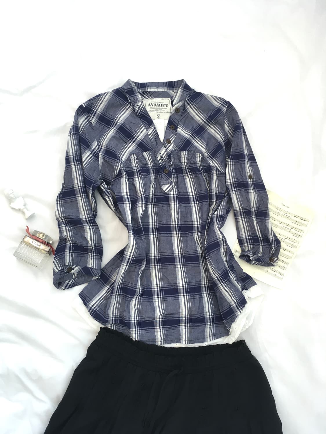 jpn vintage mori check lace shirts 상품이미지1