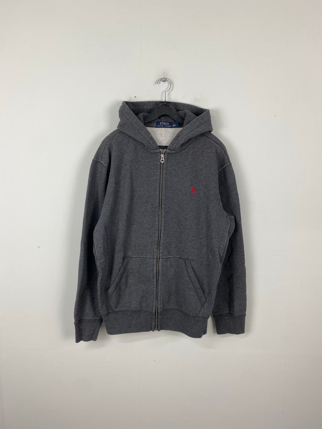 폴로 랄프로렌 차콜 기모 후드집업 레드 포니 L 상품이미지1