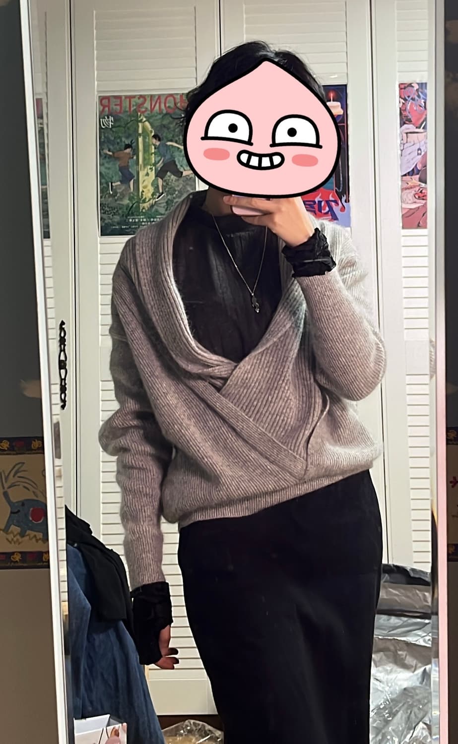 빈티지 낙원 nagwon 울 랩스타일 니트 상품이미지1