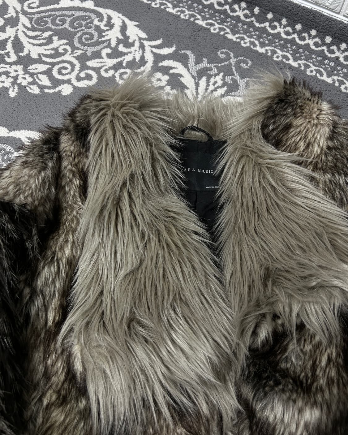 자라 비대칭 믹스 퍼 자켓 상품이미지2