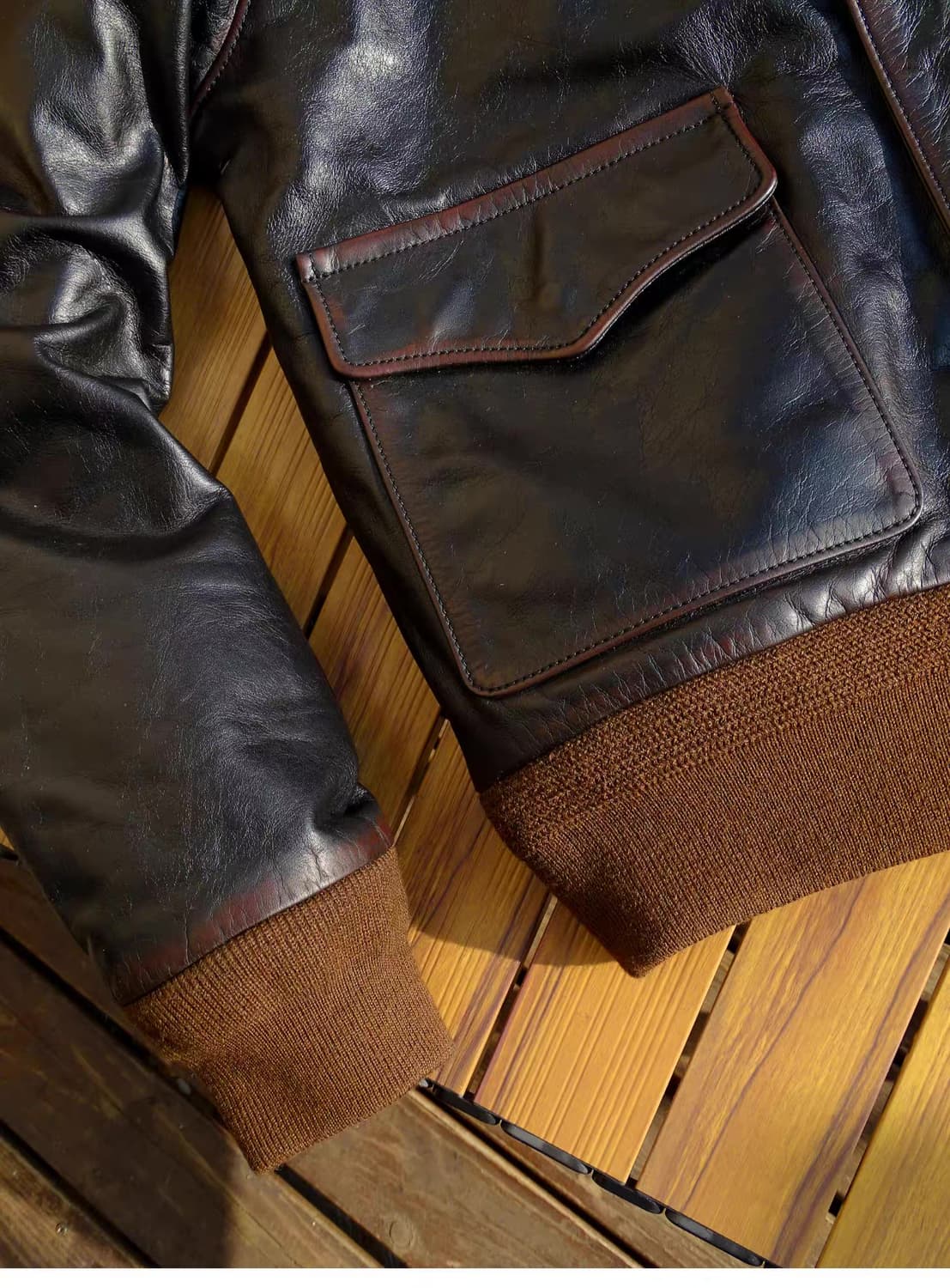 A-2 가죽자켓 레드브라운 말가죽 40(XL) 새상품 판매 상품이미지8