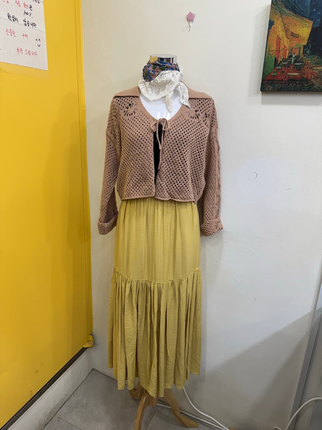 vtg 브라운 크로셰 가디건 롱스커트 코디셋 상품이미지3