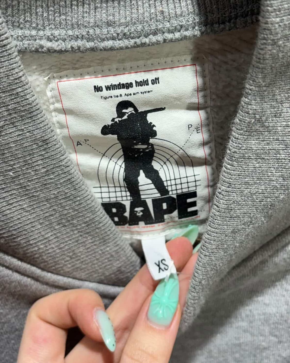 XS A BATHING APE 베이프 빅샤루 패치 코튼 그레이 바시티 상품이미지7