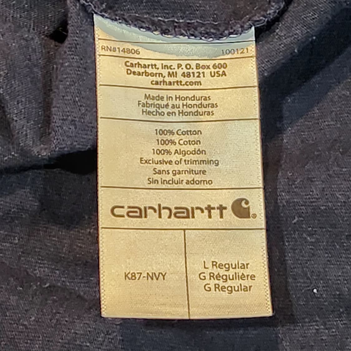 칼하트 포켓 반팔 티셔츠 네이비 (L) 상품이미지3