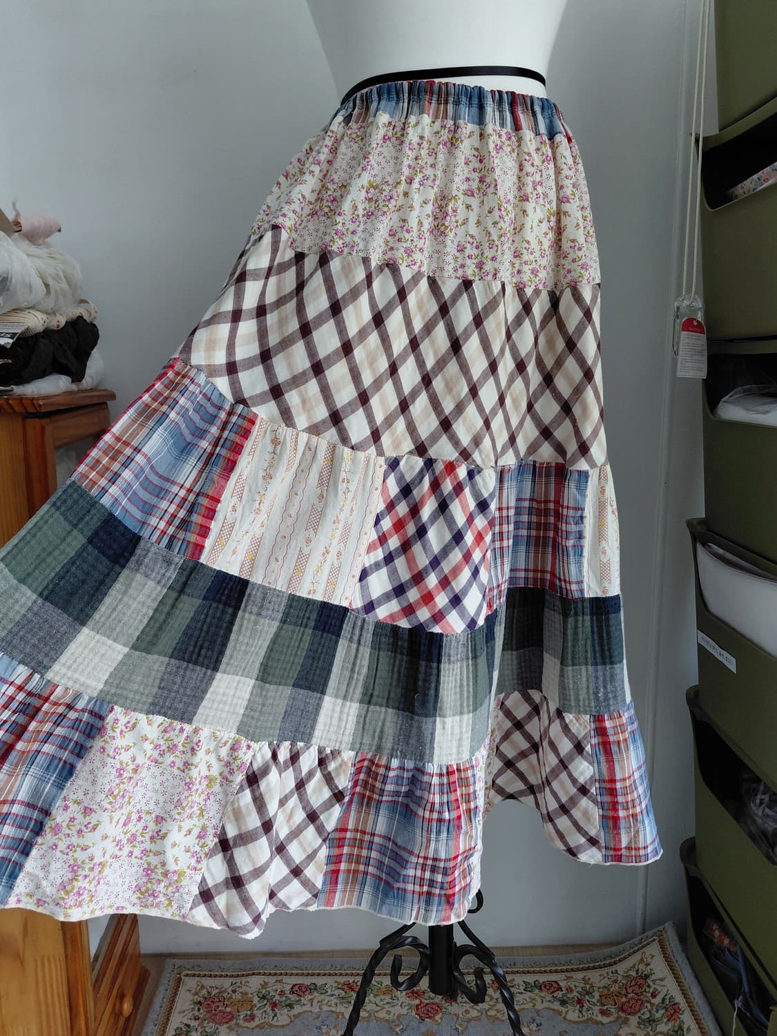 [빈티지] 패치워크 캉캉 롱 스커트 상품이미지1