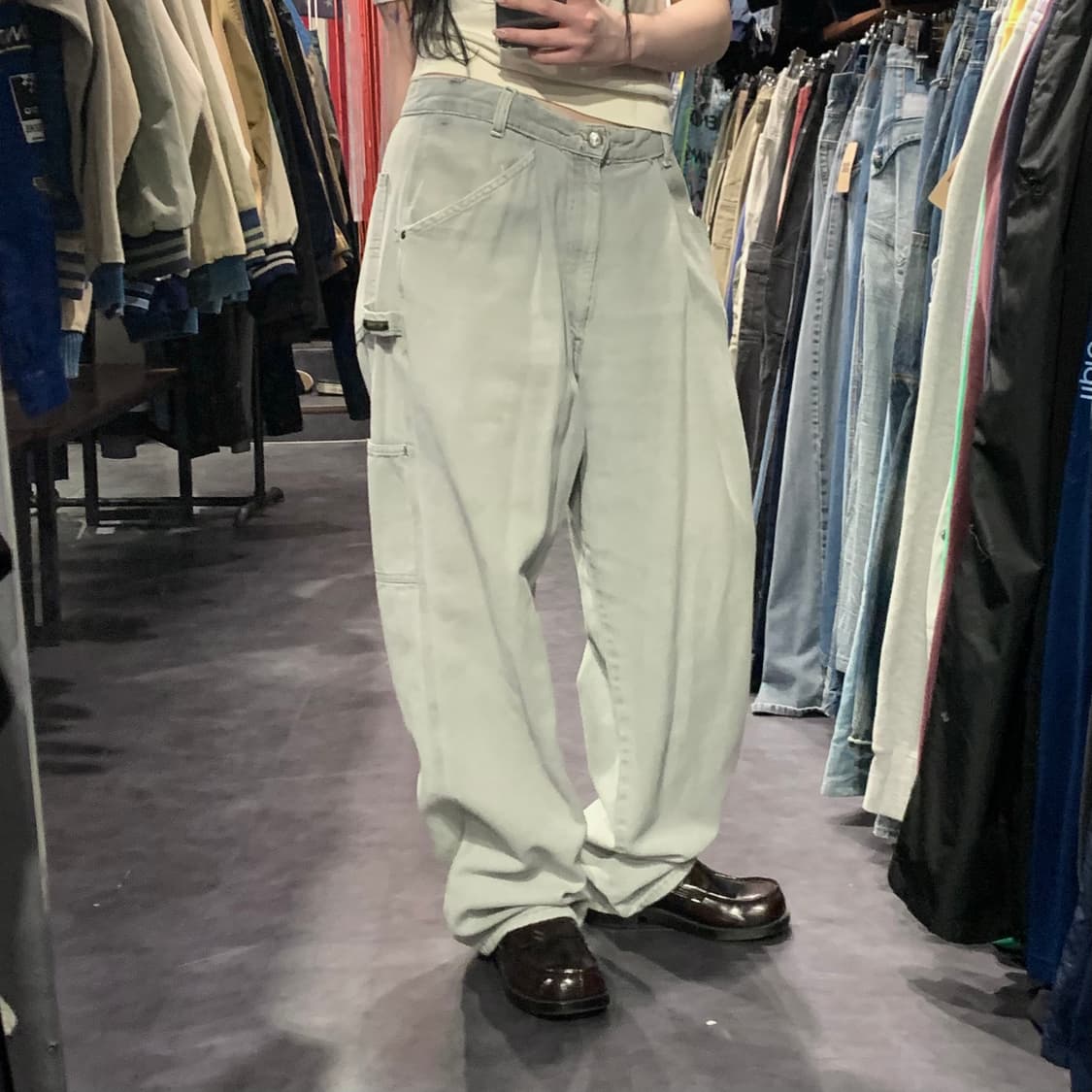 [IM] vtg 와이드 카펜터 팬츠 라이트 그레이 상품이미지1