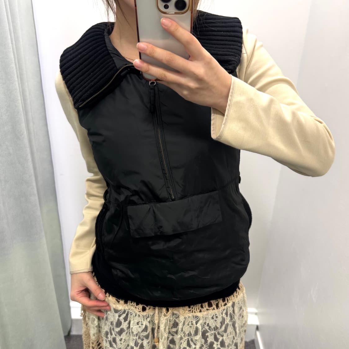 블랙 나일론 니트 패딩 베스트 상품이미지2