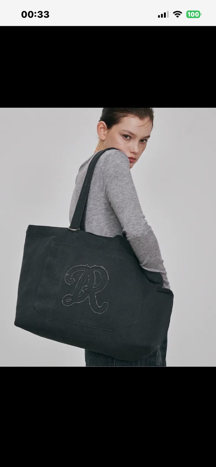 디어마이디어 DR 아플리케 숄더백 차콜 (상태A급) 상품이미지4