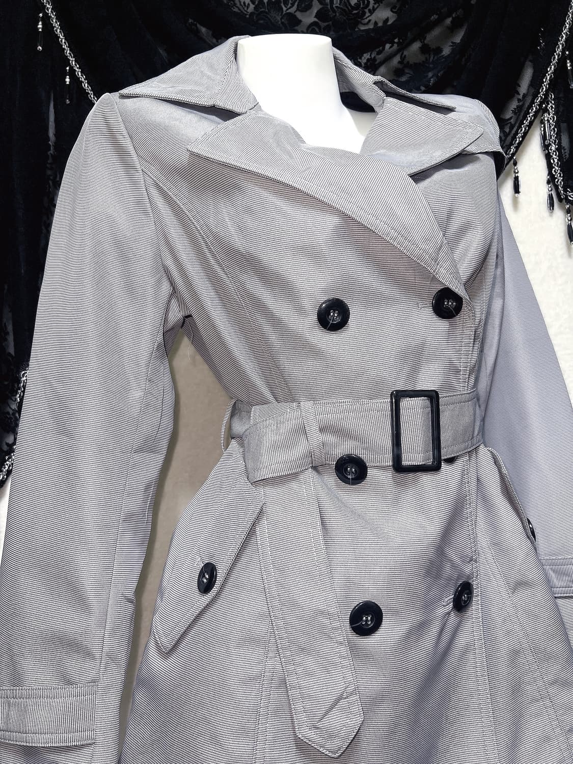 잔스트라이프 그레이 트렌치 코트 자켓 오네갸루 로맨틱 로걀 펑크 핀터 상품이미지7