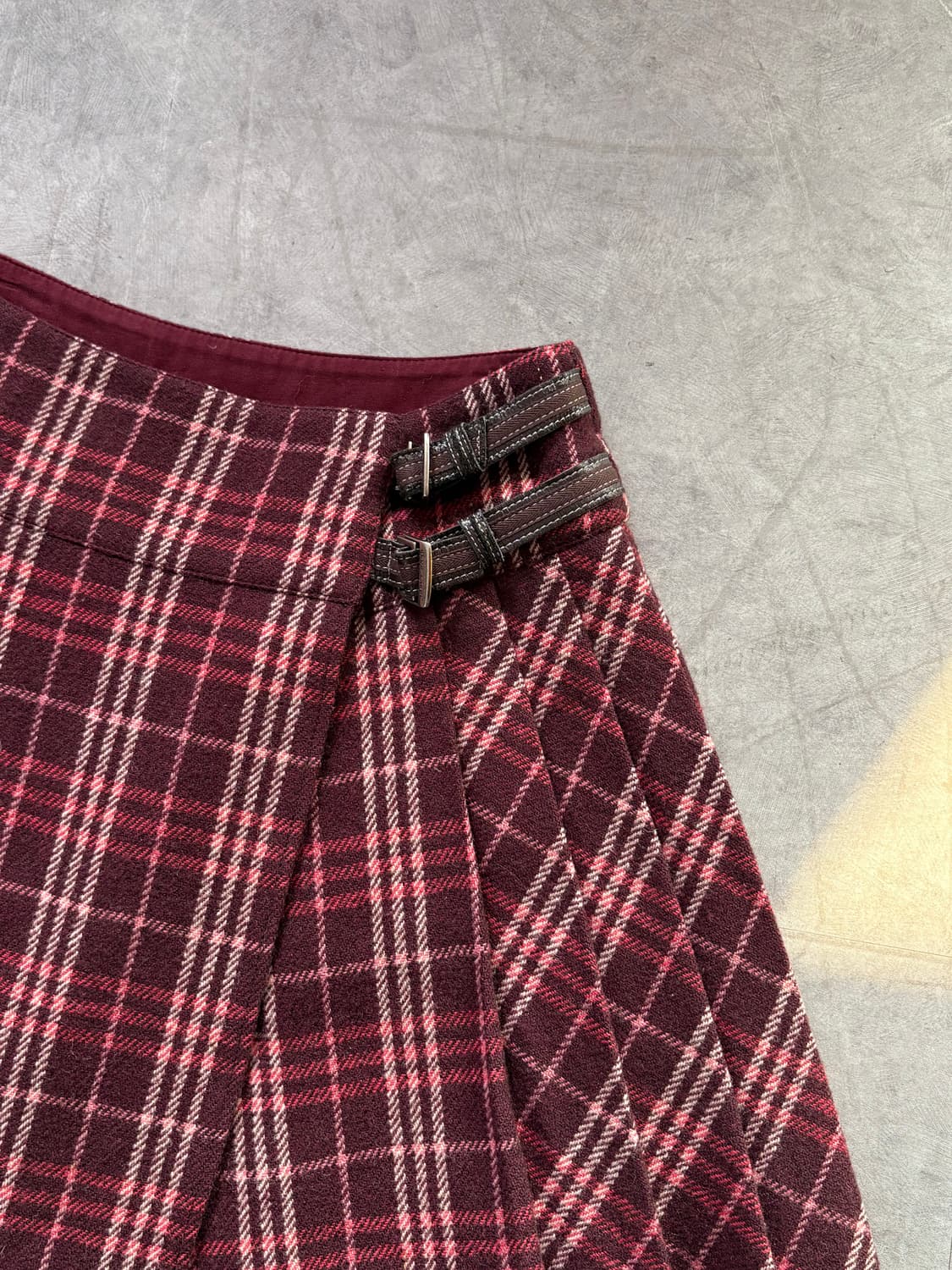 Burberry 버버리 블루라벨 버건디 체크 스커트 상품이미지2