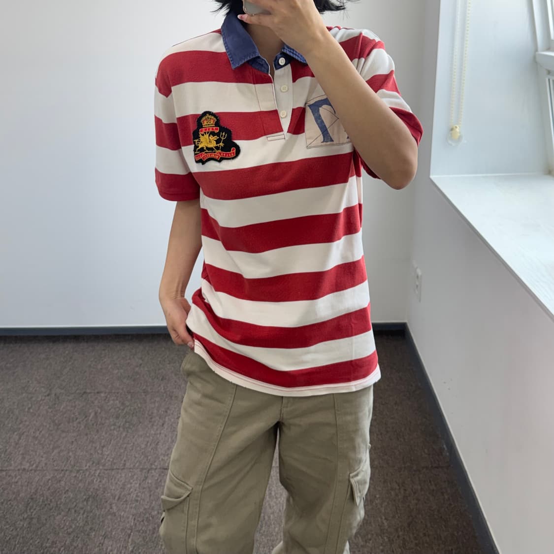 Polo 폴로 문장로고 성조기 스트라이프 반팔 카라티 상품이미지1