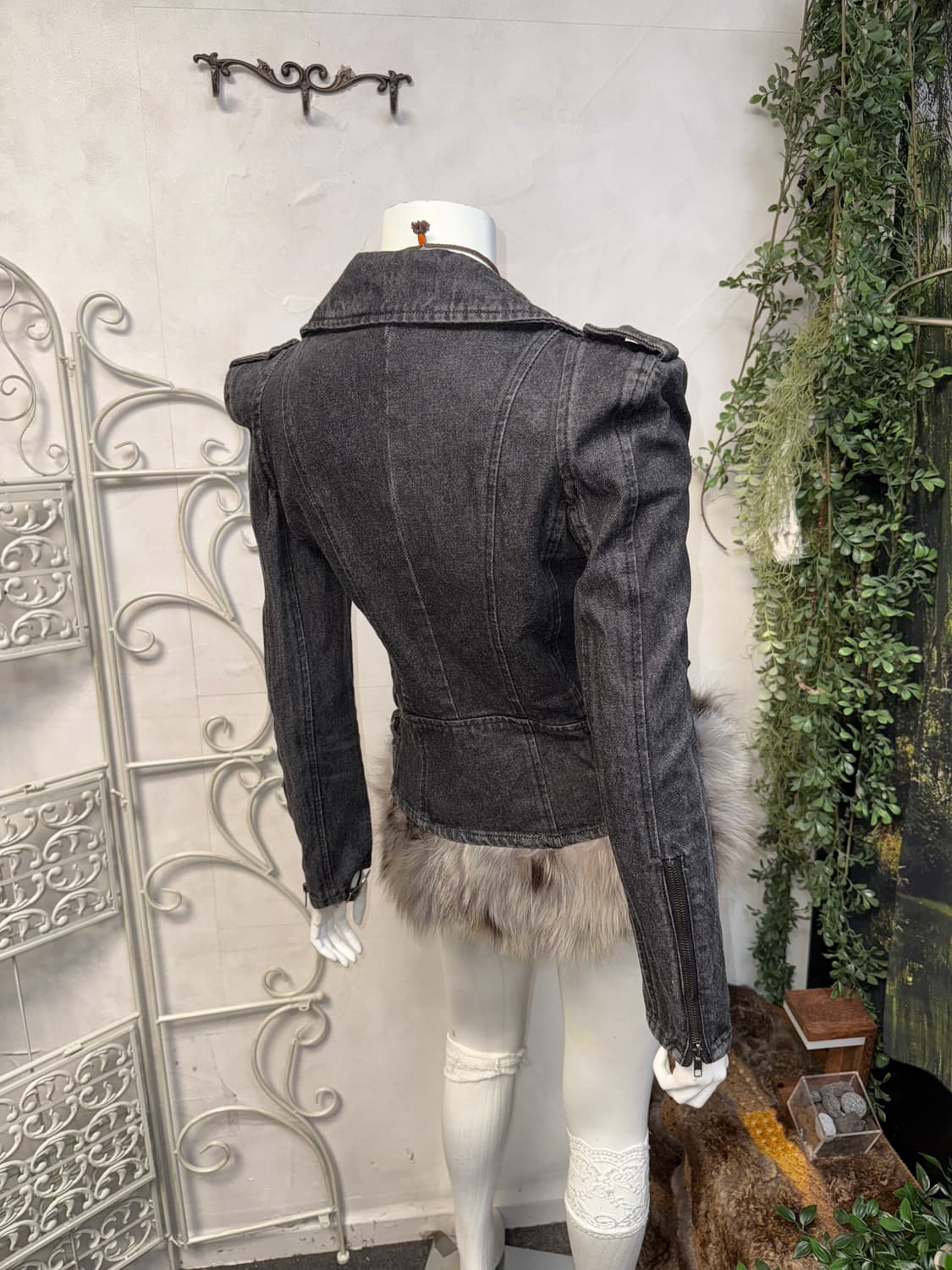 Black denim double buckle rider jacket  상품이미지2