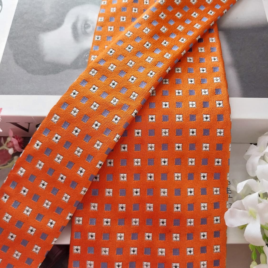 제냐 실크 마이크로 스퀘어 패턴 넥타이 9.8cm A+~A등급 K2274 상품이미지3