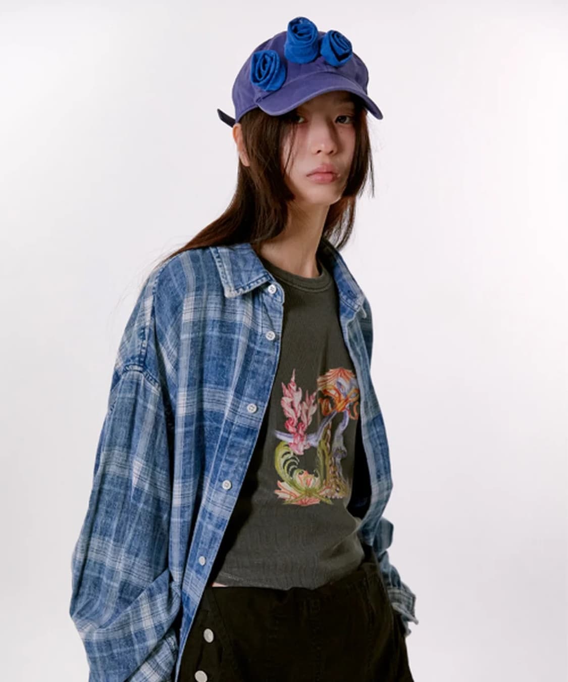 13 MONTH 써틴먼스 워시드 체크셔츠 블루 상품이미지3