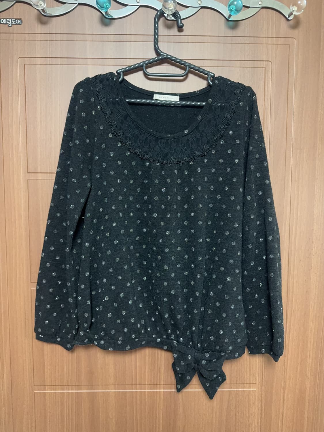 엑시즈팜 빈티지 모리걸 니혼진 도트 레이스 리본 니트 상품이미지1