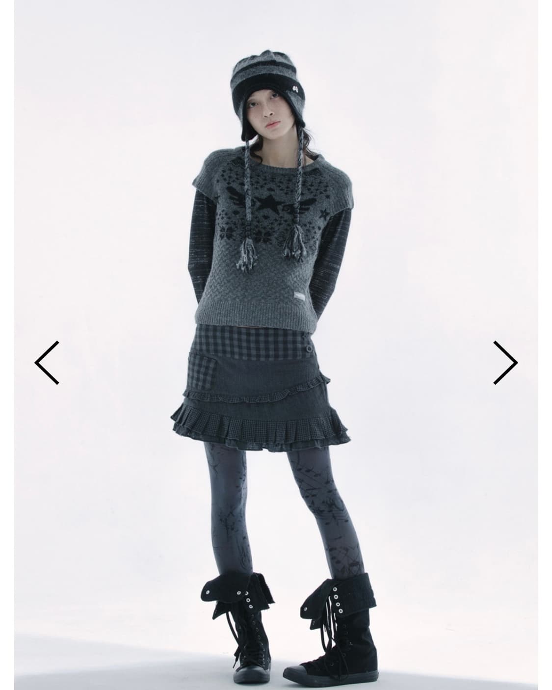 허그유어스킨 체크 러플 미니스커트 상품이미지2