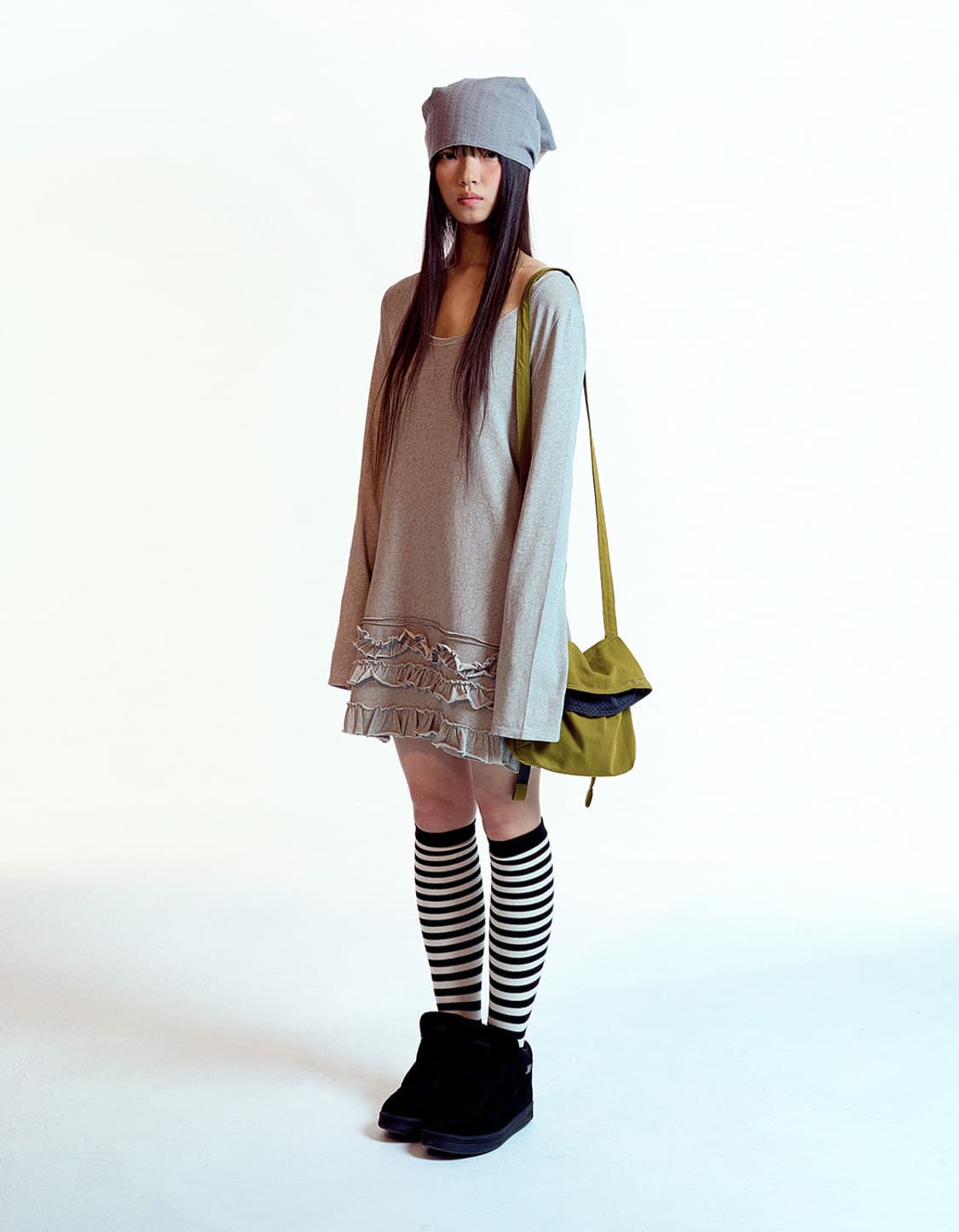 코이세이오 버튼 리버시블 스카프 차콜 상품이미지4