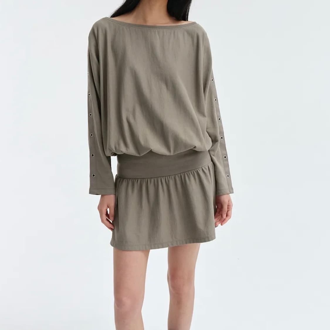 DERS 야니 아일릿 돌먼 드레스 카키 상품이미지1