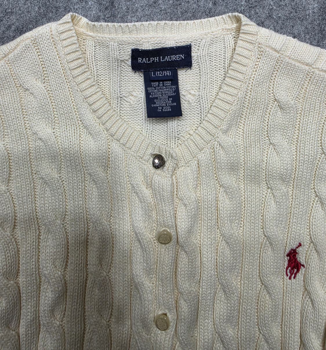 폴로 랄프로렌 케이블 페블럼 프릴 니트 가디건 걸즈 L 상품이미지7