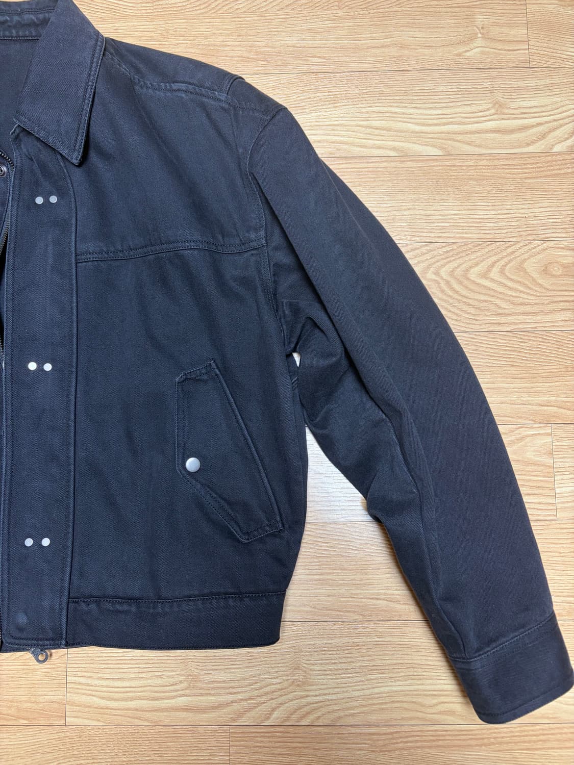 쿠어 파이어맨 크롭 보머 자켓 워시드 블랙 M 상품이미지4