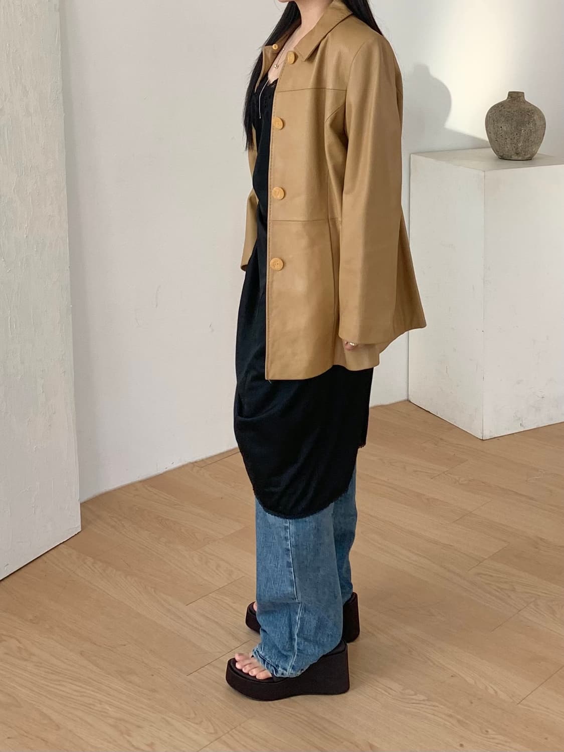 Beige lamb Leather JK 상품이미지9