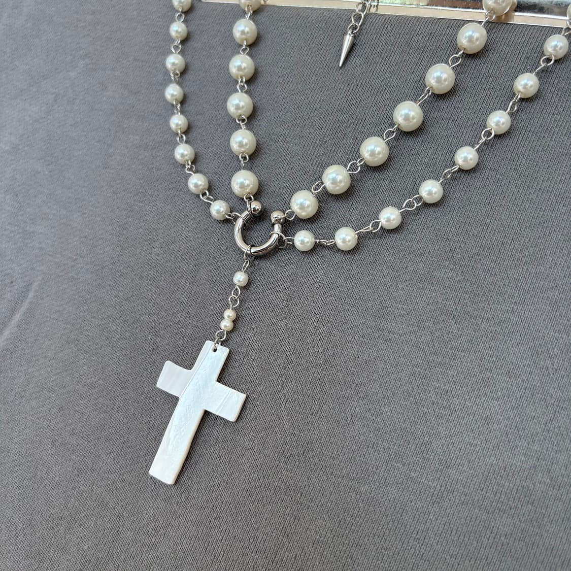 Pearl Cross Necklace🪽 상품이미지3