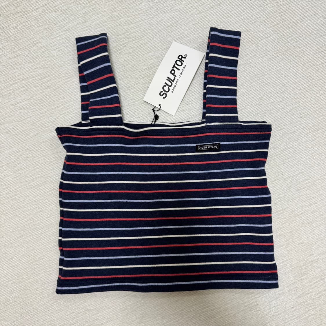 스컬프터 SSS라인 라벨드 탱크탑 크롭탑 네이비 상품이미지1